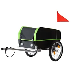 Relaxdays Fahrradanhänger Lastenanhänger klappbar Grün,Schwarz,Silber