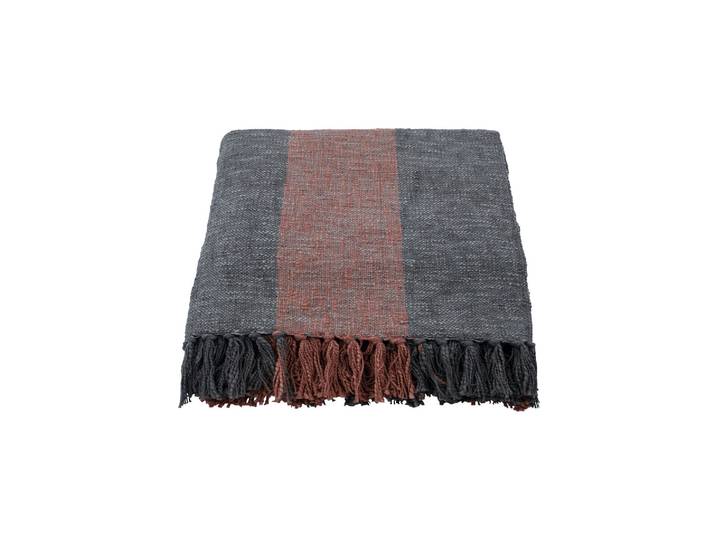 Plaid 130 x 180 cm en coton kaki et rouge Ponra