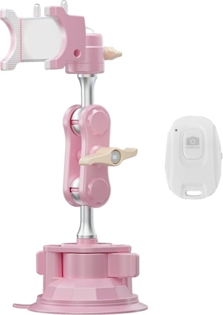 UBA- PINK01B Universele telefoonhouder voor auto met zuignap en afstandsbediening - Roze