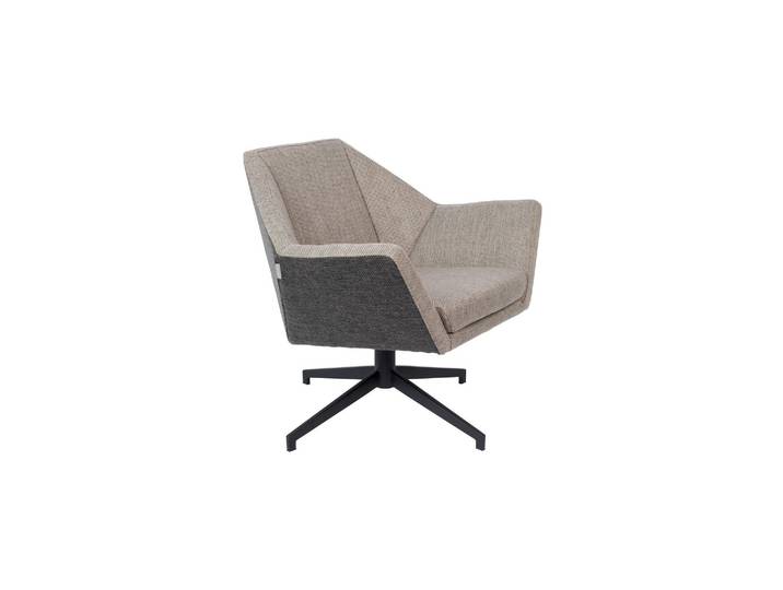 Fauteuil en tissu gris, lounge, uni, fixe, rembourré, assise géné