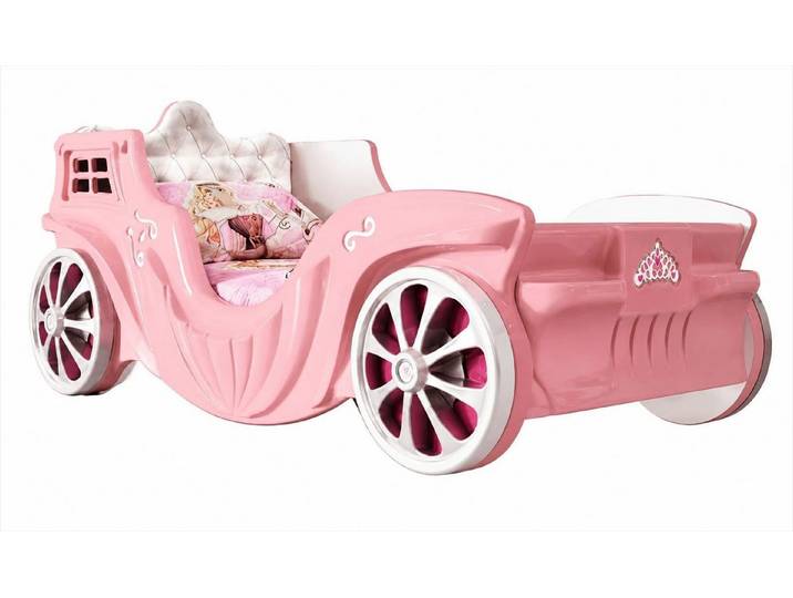 JVmoebel Autobett Prinzessin Autobett Kinderbett Rosa Mädchenbett Kutsche Design, Made in Europa