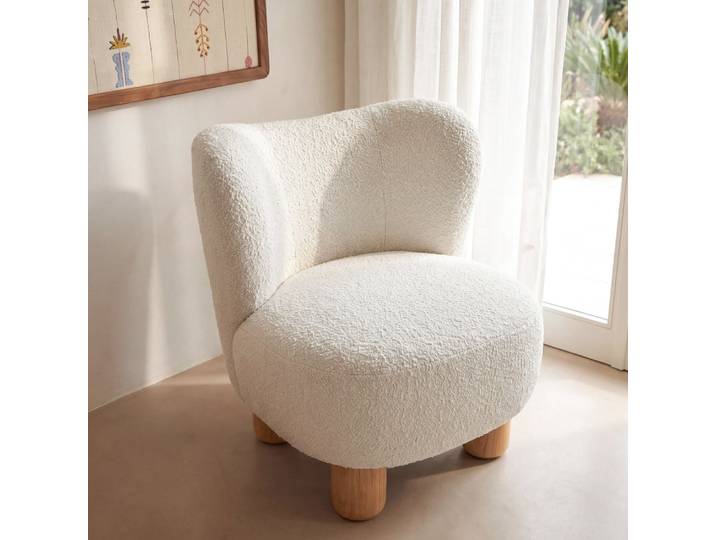 Fauteuil bouclettes écrues