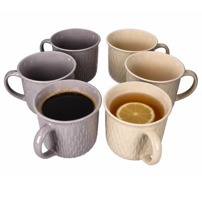 6er Set Biko Kaffeebecher zylindrisch 450ml Keramik Vanille Grau Tee-Tasse