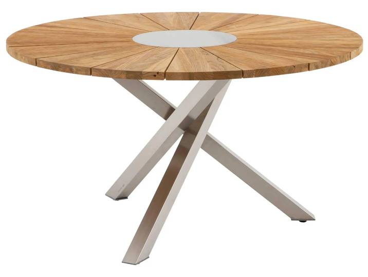 Gartentisch Oryx, Rund, Teak, Edelstahl, Durchmesser 135 cm h 75 cm
