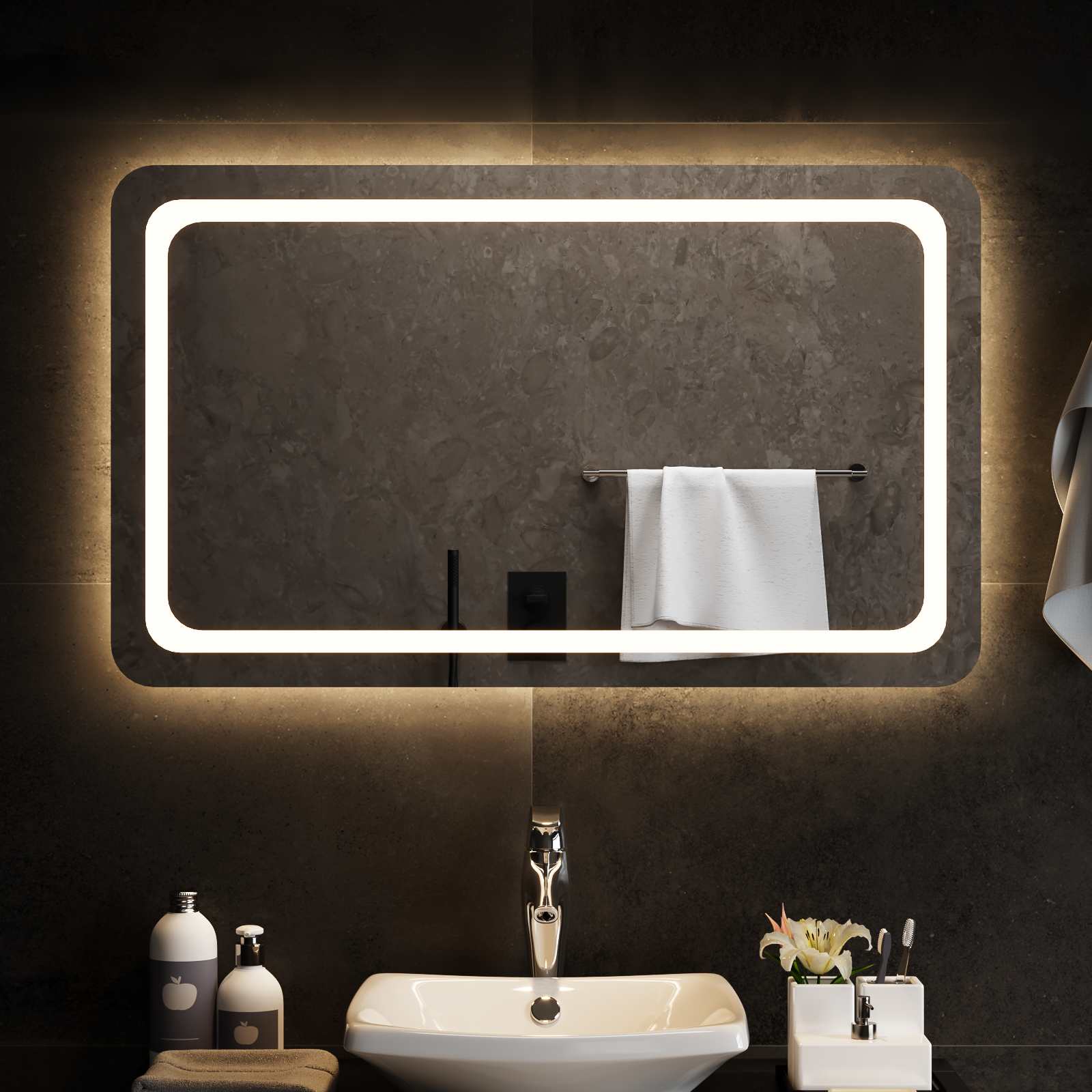 vidaXL Miroir de salle de bain LED avec miroir Transparent 100 x 60 cm