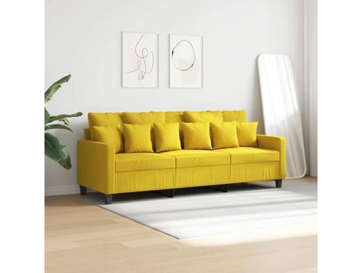 pokgdf 3-Sitzer-Sofa Hellgelb 180 cm Stoff Metallgestell, Dick Polsterung, Atmungsaktiv, Langlebig, Modernes Design