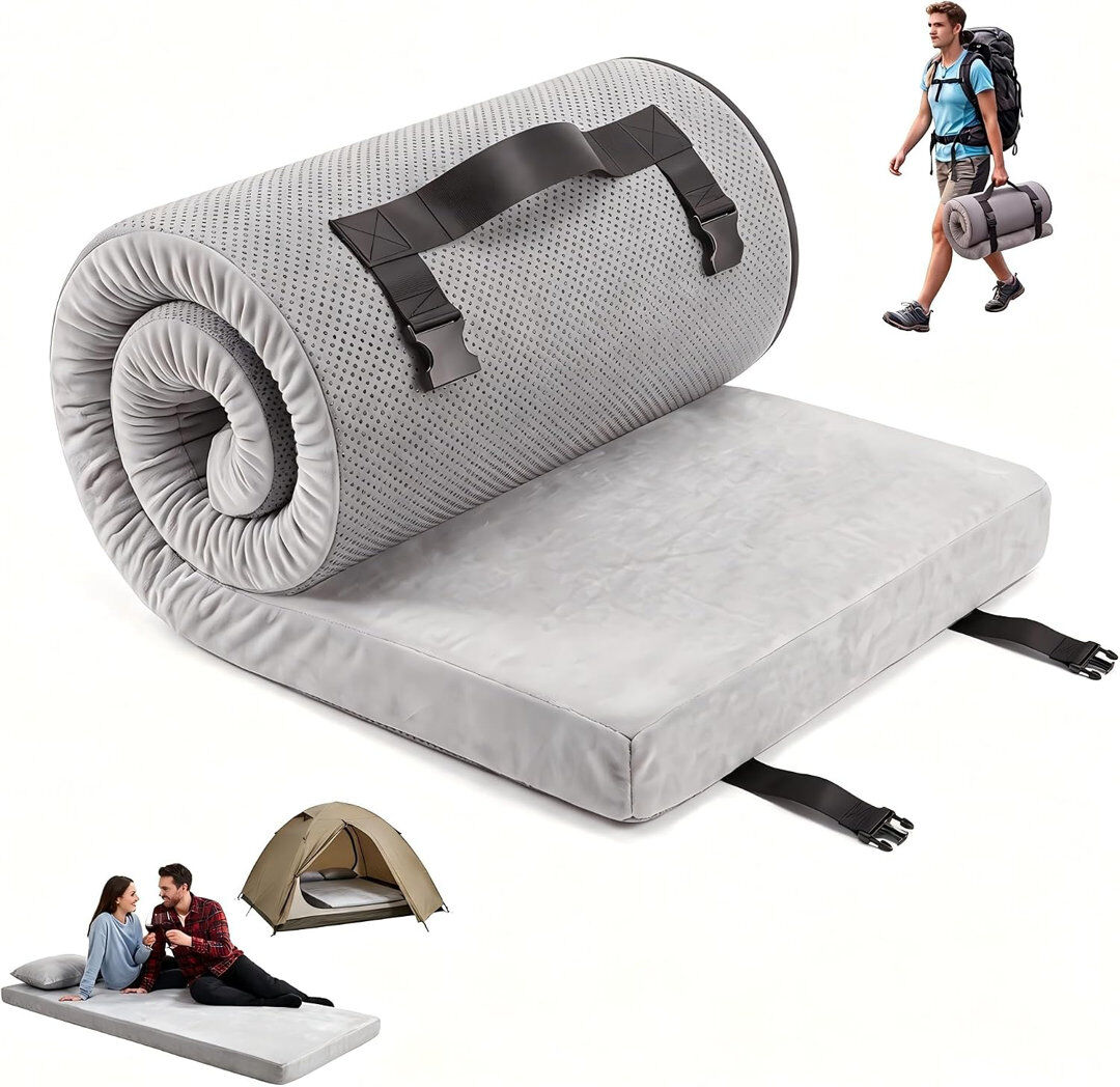 Symple Stuff Memory Foam Mattress Topper Gray Double (4'6)