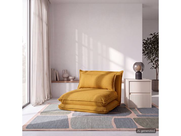 Fauteuil convertible Jaune/Jaune moutarde Matériau : Textile 78 x 56 x 74cm