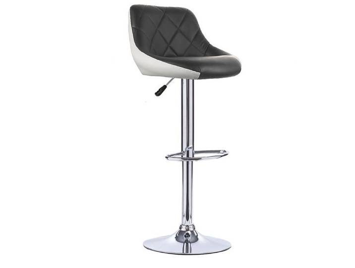 Tabouret de Bar - Marque - Lot de 2 - Siège Bien Rembourré - Noir et Blanc
