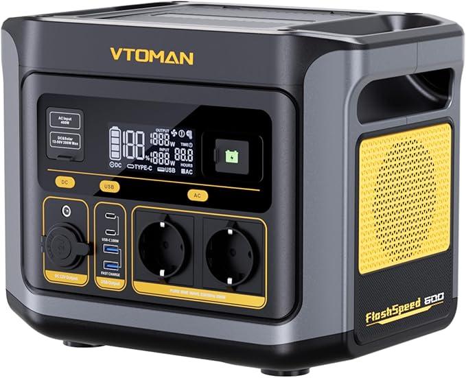 FlashSpeed 600 Tragbare Powerstation, 499Wh 600W (1200W Spitze) | LiFePO4 Akku,100W USB-C,0-80% Schnellladung in 60 Min für Camping,Angeln & Wohnmobil