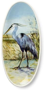 "Certified International Coastal Birds Fish Platter - 15.00""L x 7.25""W x 1.25""H"