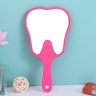 Fusion Finds Tooth Shaped Handheld Makeup Mirror Portable HD Dental Vanity Mirror Gift rose