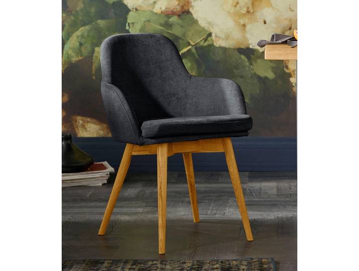 Armlehnstuhl OTTO HOME Livry , grau (graphit, graphit), B:62cm H:83cm T:63cm, Polyester, Stühle, Armlehnstuhl, Polsterstuhl, Schalenstuhl