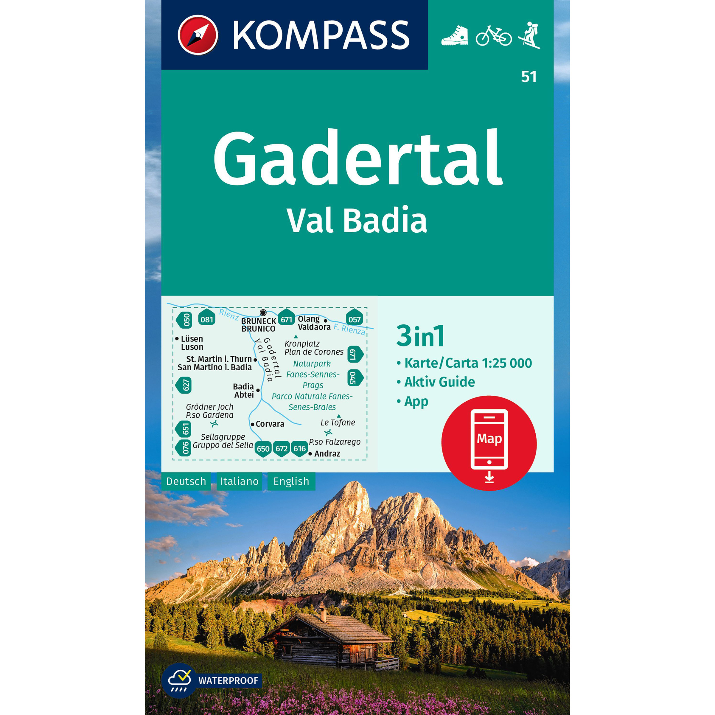 Kompass Verlag WK 51 Gadertal - Val Badia Topografische Karten akt. Nachaufl. 2023