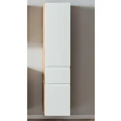 Bad Hochschrank modern in Wildeichefarben und Weiß Made in Germany