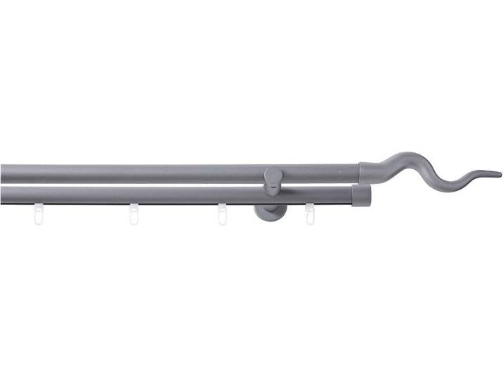 Kombi-Vorhangstange GOOD LIFE Sepa Gr. 3, grau (anthrazit), L:160cm Ø:20mm, Aluminium, Kunststoff, Metall, Gardinenstangen, Kombi-Vorhangstange