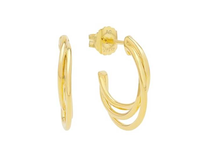 s.Oliver Creolen 925 Sterling Silber Damen Ohrschmuck, 1,8 cm, Gold, Kommt in Schmuck Geschenk Box, 2037825