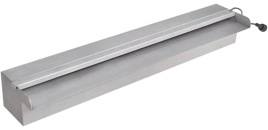 vidaXL Zwembadwaterfall met fontein en LED-verlichting, roestvrij staal, 60 cm