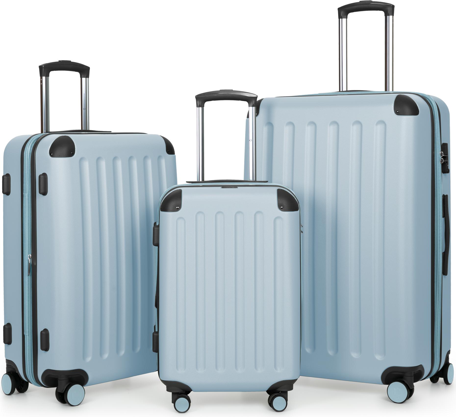 HAUPTSTADTKOFFER - Spree - Kofferset 3tlg Hartschalenkoffer Reisekoffer mit Erweiterung Trolley-Set, TSA, 4 Rollen, S M & L,Pool blau