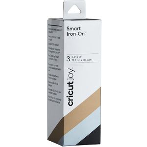 Cricut Bügelfolie 2007219 Joy Smart Iron-On Classic, Flexfolie, schwarz, silber & gold glänzend, 13,9 x 30 cm, 3 Stück