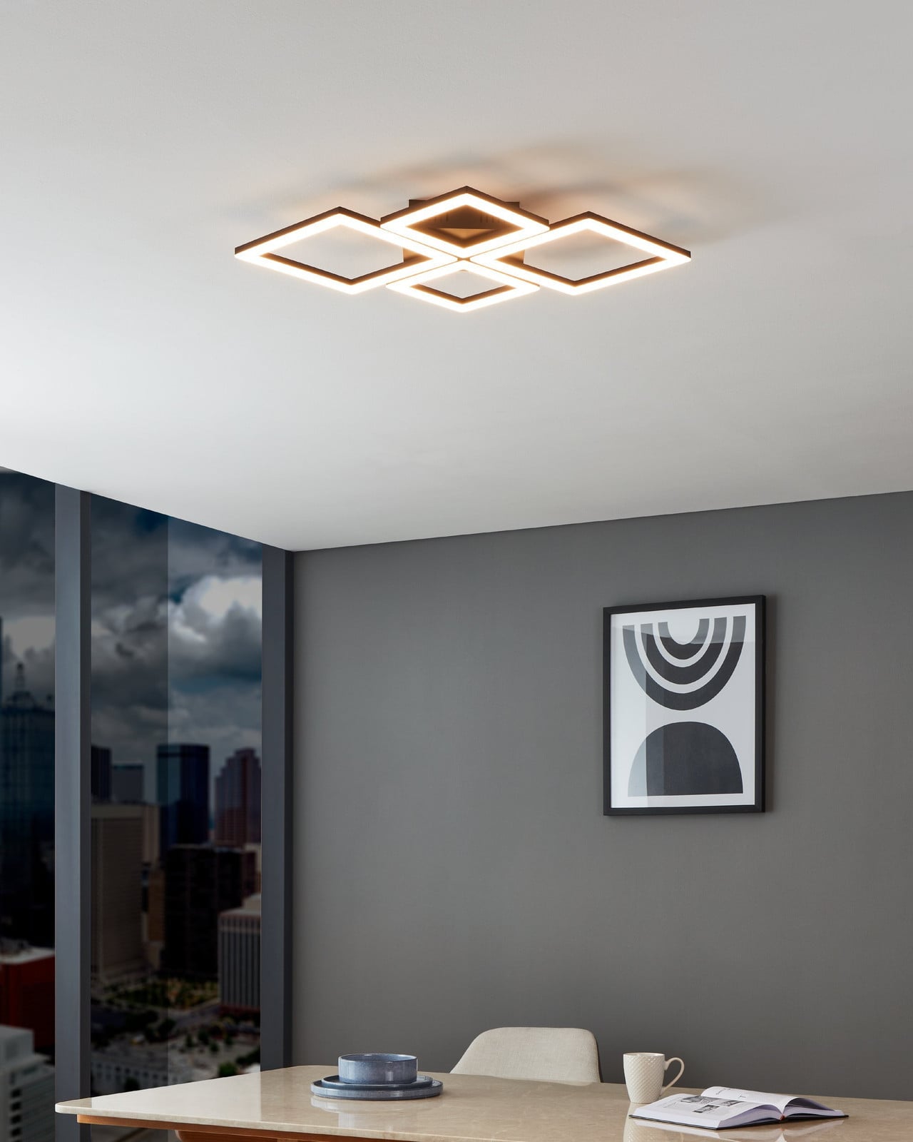 Eglo Paranday-Z LED Smart Plafondlamp, Zwart, 42W, 500lm, Dimmbaar, Bluetooth en ZigBee, B: 47 cm, H: 43 cm