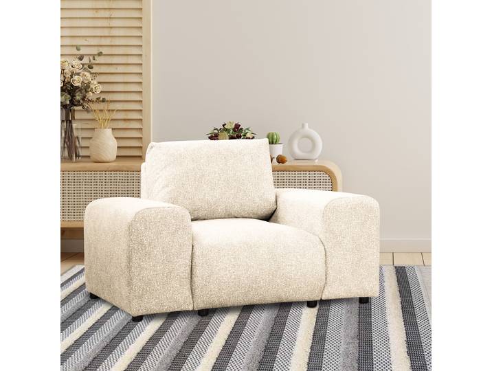 Sessel Beige Strukturstoff Blerta 119 x 79 x 108cm