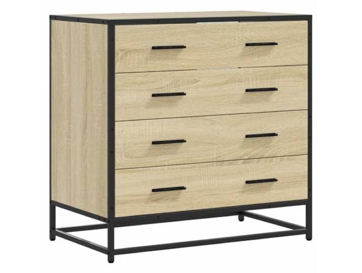 XHNIFBN Schubladenschrank Sonoma-Eiche 70x41x70 cm Metall Kommode Vielseitige 4 Schubladen Kommode für Wohnzimmer und Schlafzimmer mit robustem Metallgestell und 70 kg Belastbarkeit.