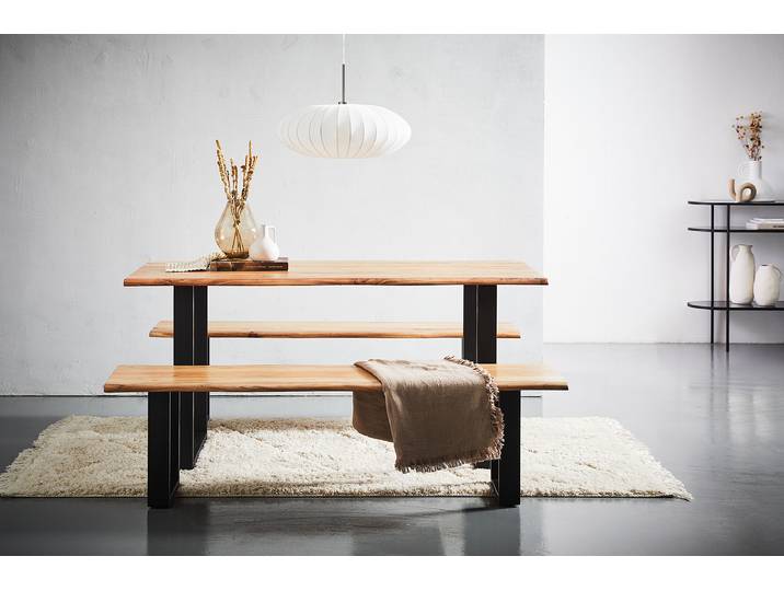 Table avec plateau massif AHAR 200cm Marron/Noir
