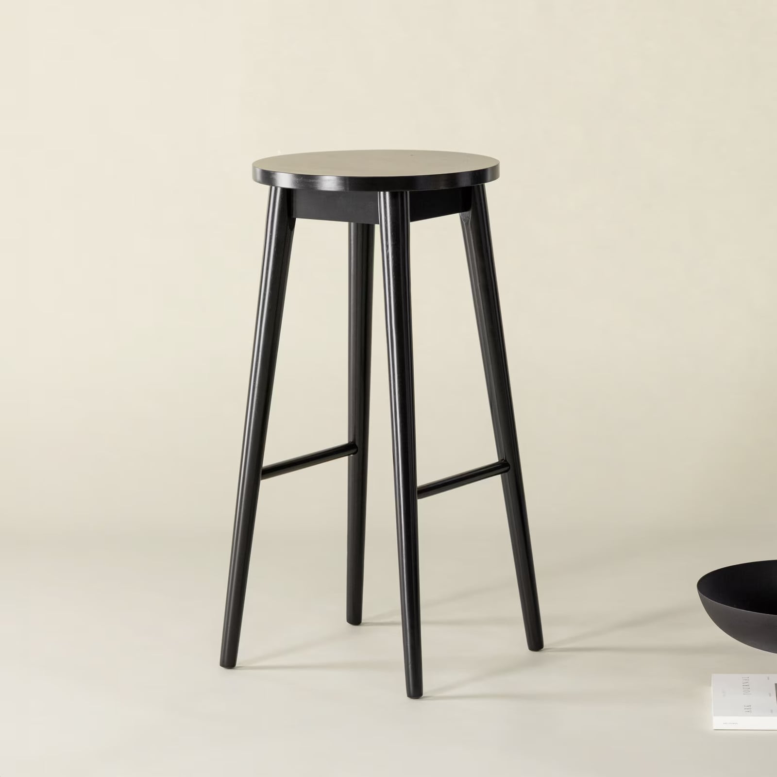 Nohr Barkruk Donella Rubberhout - Zwart - Zithoogte: 75 cm