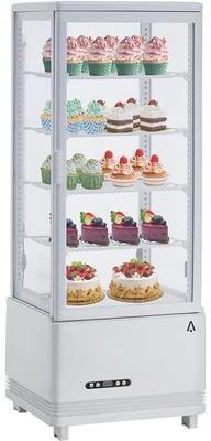 YUN 3.5 Cu.Ft Commercial Display Refrigerator, 4 Tier White Pastry Case with LED