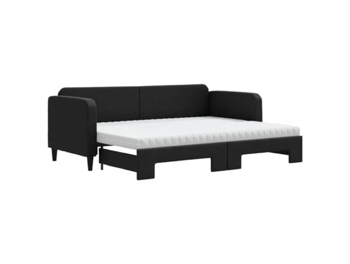 PUGYNBK Schlafsofa mit Matratze, Schwarz, 80 x 200 cm Struktur aus Holz, Metall, 2 Schaumstoffmatratzen, Lattenrost, 2-in-1