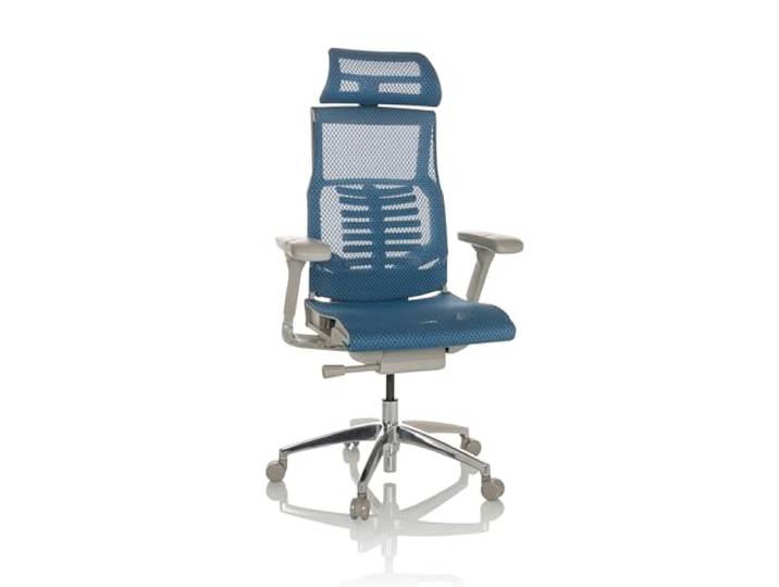 hjh OFFICE Profi Bürostuhl POFIT G GEN2 Netz ergonomischer Drehstuhl mit Flexibler Lordosenstütze, Blau, 652282