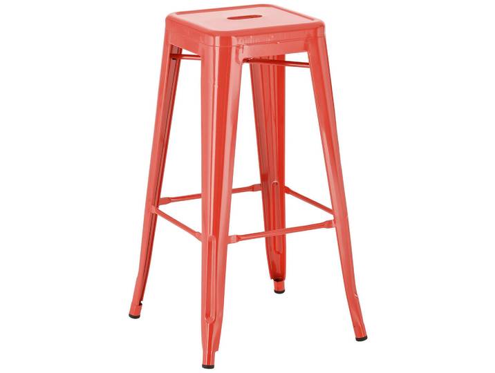 CLP Barhocker Metall rot, Rot, 43x76x43 cm, Esszimmer, Barmöbel, Barhocker