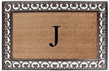 A1 Home Collections Rubber Coir Classic Paisley Border Monogrammed Welcome Entrance Doormat