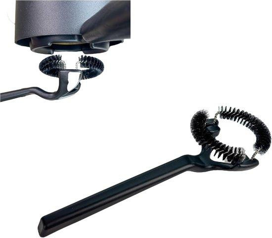 Set van 2 zwarte espressoreinigingsborstels voor 58 mm filterdragers met 360 graden draaibare nylon borstelkop