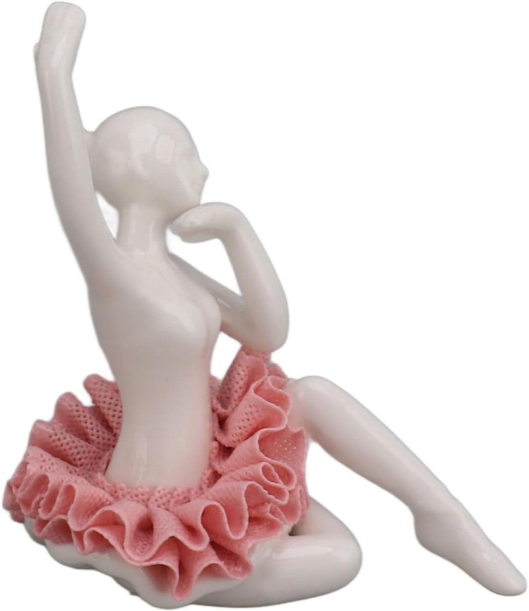 Ballet Meisje Figuur - Dansend Keramiek Beeldje voor Bureau Decoratie - Roze