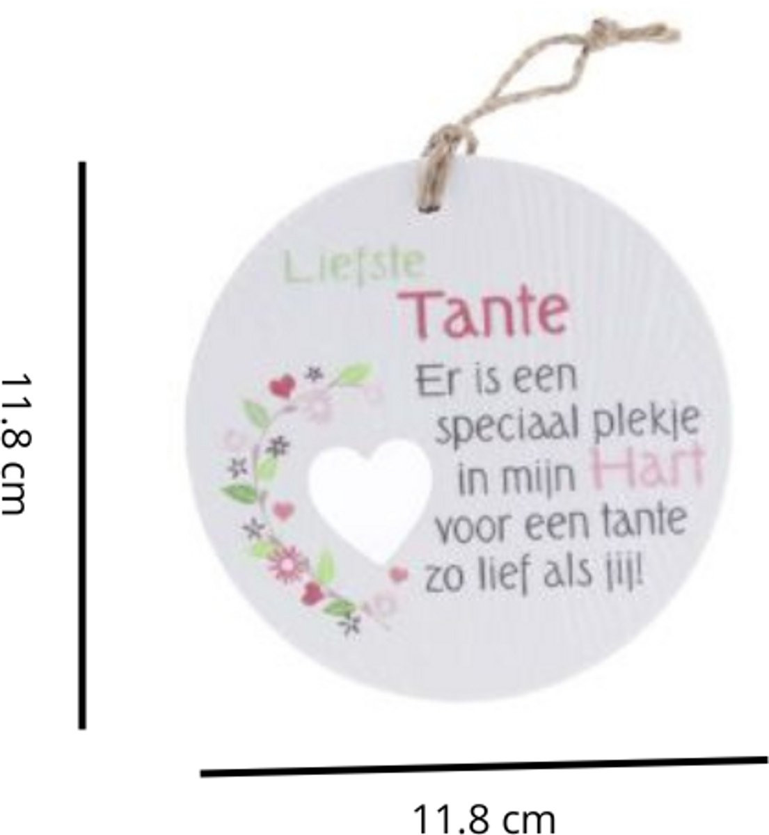 Keramieke hanger Piece of My Heart voor de liefste tante