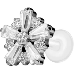 PTFE Labret mit Innengewinde + Titan-Aufsatz SCHNEEFLOCKE