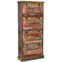 Schuhschrank 'Seaside', 4-türig Massivholz, Metall Recycletes Holz Shabby Chic