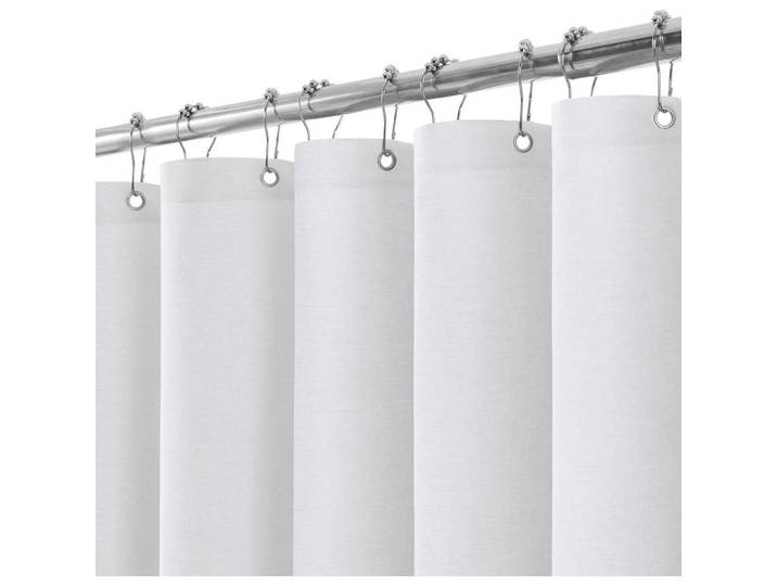 Duschvorhang Leinen 182 x 182 cm Weiß, 182x182 cm, Heimtextilien, Badtextilien, Duschvorhänge