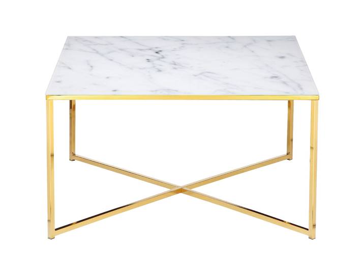Salontisch Jael weiss, gold Glas B 80 T 80 cm