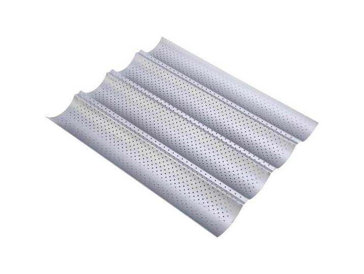 Baguette-Backform mit Antihaftbeschichtung 38 x 33 cm für 4 Baguettes, Weiß, Metall, 33x2x38 cm, Backen & Backzubehör, Backformen, Kastenformen