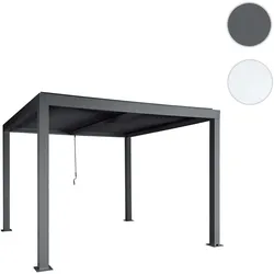 Pergola HWC-L46, Gartenpavillon Lamellen-Pavillon, 11cm-Aluminium-Gestell, Regenrinne sturmfest, 3x3m ~ anthrazit