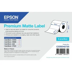 EPSON Premium Etiketten Matte 76x51, weiß, 1 Rollen