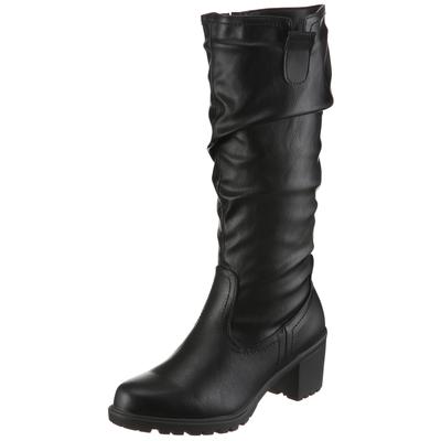 Stiefel ANISTON SHOES, Damen, Gr. 38, Normalschaft, schwarz, Lederimitat, Schuhe Stiefel, Slouchy Schaft mit Raffungen