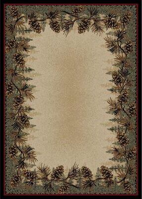 American Destination Mount Le Conte Pine Cone Lodge Rustic Area Rug