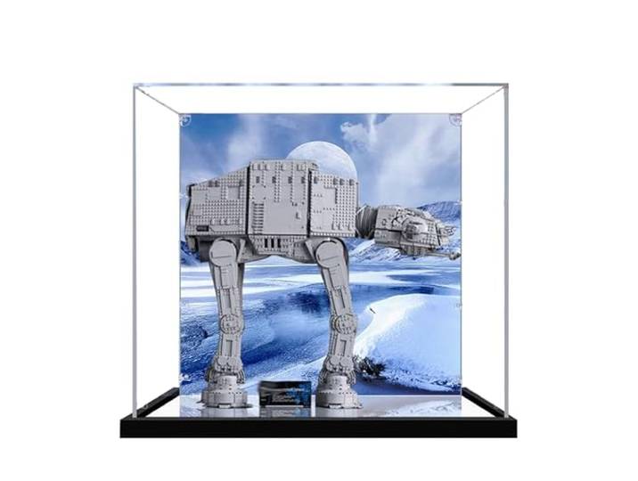 Acryl-Vitrine für Lego 75313 at-at Armored Walker, 3 mm staubdichte Displaybox, Vitrine kompatibel mit Lego 75313 (Modell nicht im Lieferumfang enthalten) (Hintergrundbau + Spiegel)