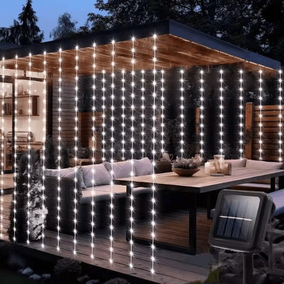 Inspire Essentials LumiGlow Solar Curtain String Lights 300 LED Outdoor Waterproof Garland white 3mx1m 100leds