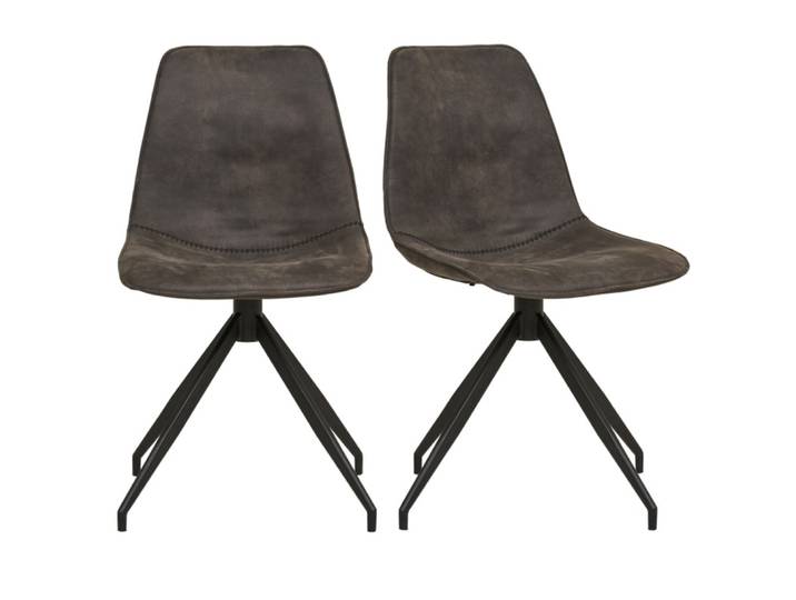 Chaise pivotante à 360 en microfibre vintage grise (x2)