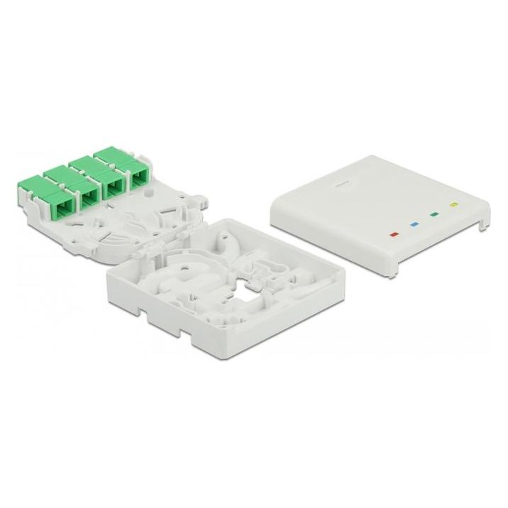 Delock LWL Anschlussdose für Hutschiene 4 x SC Simplex oder LC Duplex (Spleissbox) (85921)